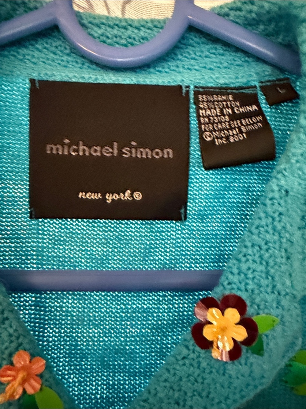 Michael Simon Women’s Teal Embroidered Tropical Golf Shirt - Picture 2 of 5